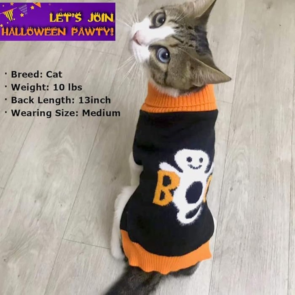 NWOT Dog/Cat Halloween Boo Ghost Sweaters Turtleneck Knitwear Size Large - Picture 4 of 8